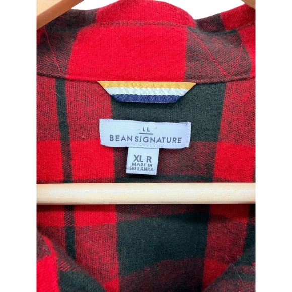 LL Bean Signature Archive Flannel Shirt Women XL Red Plaid Chamois Cloth Pockets - Picture 3 of 7